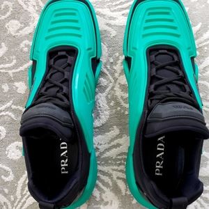 Authentic Limited Edition Prada tech sneakers. Brand new in box. Size 9 Green/bk